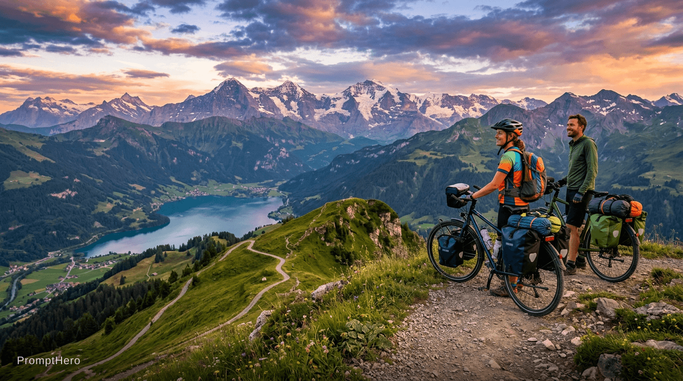 AI generated: Travelers with bikes