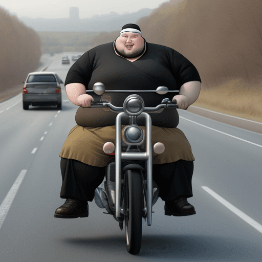 AI generated: a fat man on the road