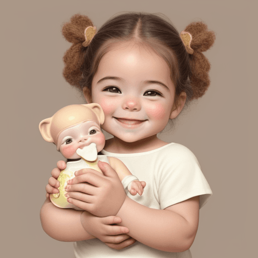 AI generated: A high-quality, warm-toned image of a smiling baby holding a baby milk bottle. The baby should look ...