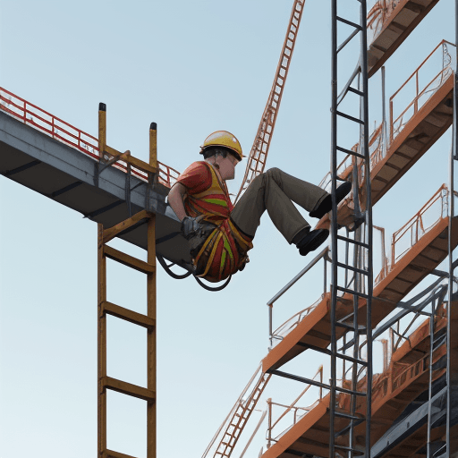 AI generated: worker falling from a scaffold