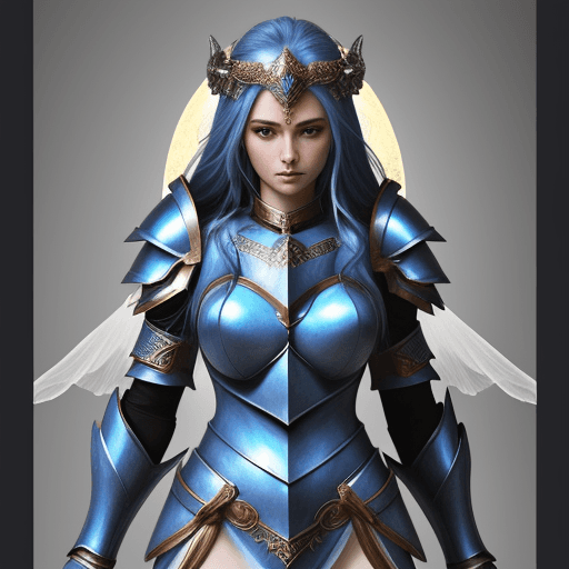 AI generated: goddess, blue armor