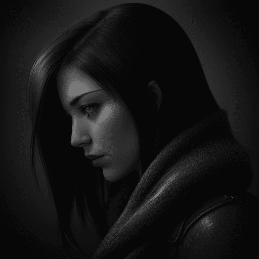 AI generated: high resolution photography, monochrome, evoking the starkness of classic noir with an intimate, psy...