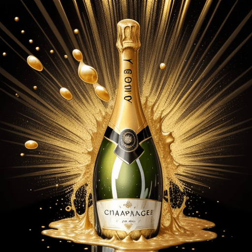 AI generated: 
champagne bottle burst and spill their golden and bubbling  liquid