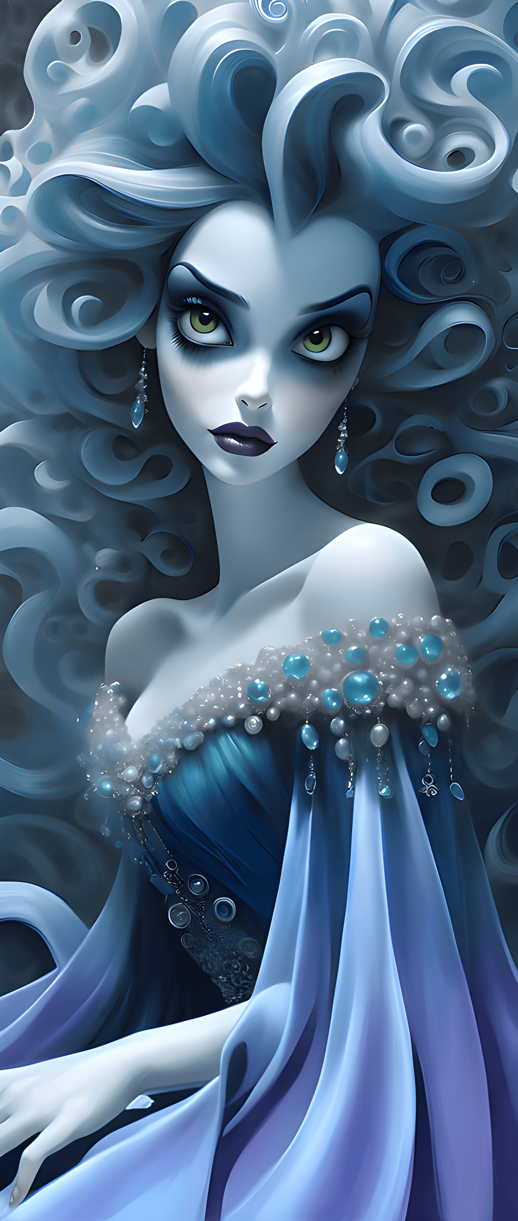 AI generated: Digital art, by Stanley Artgerm, Tim Burton, Mundford madness, beautiful princess, ultra-detailed, b...