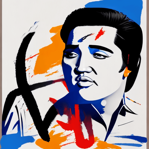 AI generated: 
Elvis Presley, ink artistic conception, with typography elements, abstract, complementary colors, s...