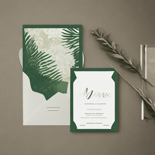 AI generated: Modern wedding invitation with greenery 
