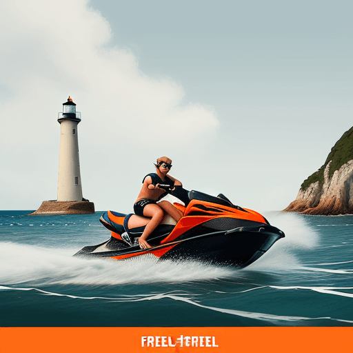 AI generated: Create a logo for a jet-ski company, located in Erquy, France, with a vintage style drawing. Display...