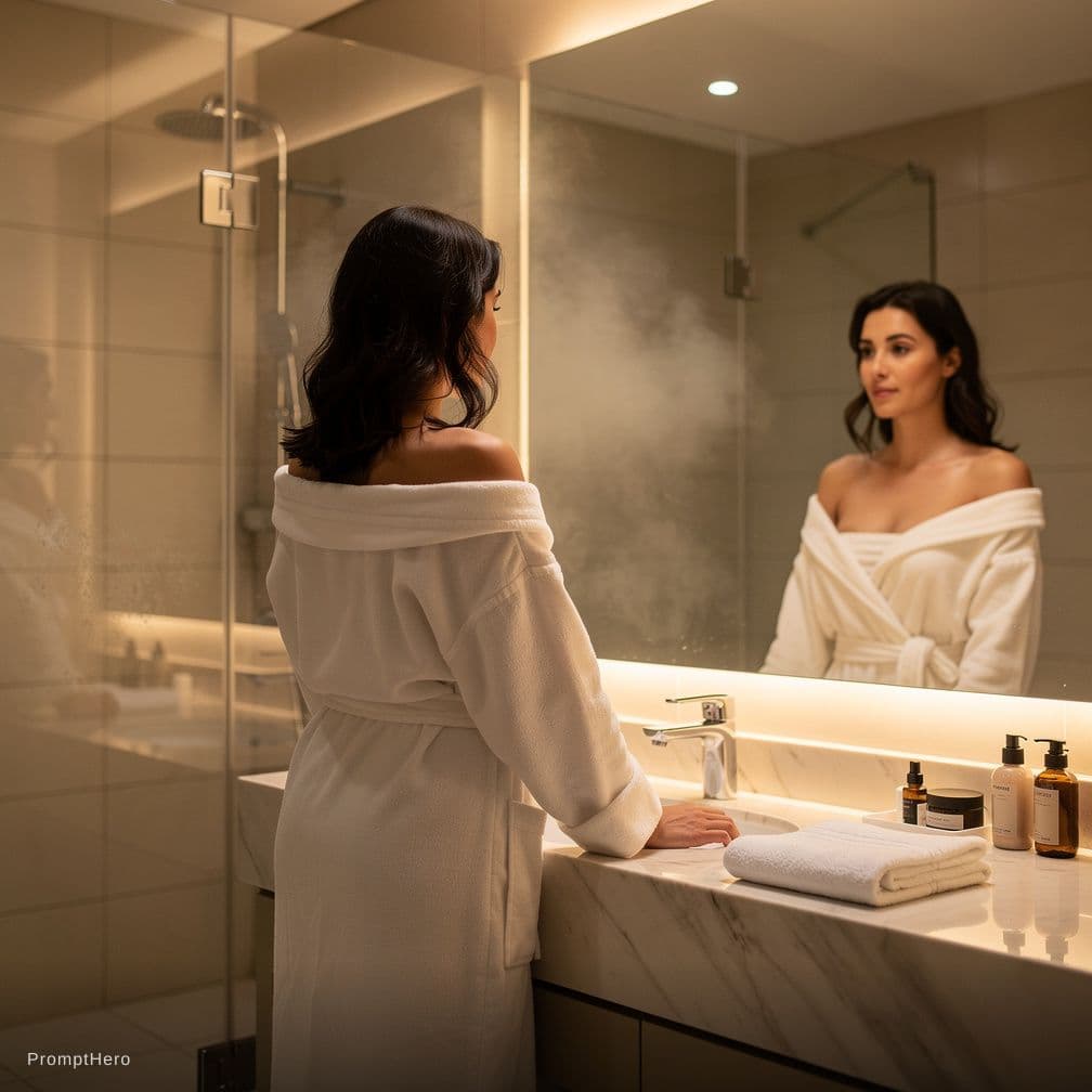 AI generated: Nude woman in bathroom 