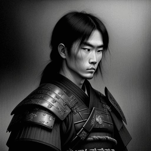 AI generated: samurai men , in the style of black and white realism, atmospheric impressionism, darkly romantic re...