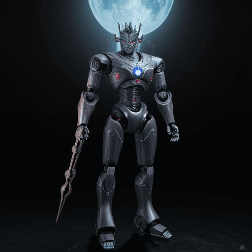 AI generated: Robot God of darkness