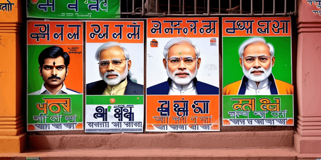 AI generated: indian bjp poster on streets in hindi to promote Narendra modi