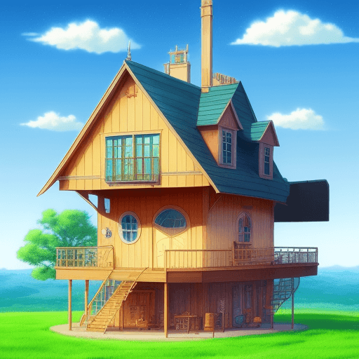 AI generated:  Anime, cartoon beautiful background,dream house