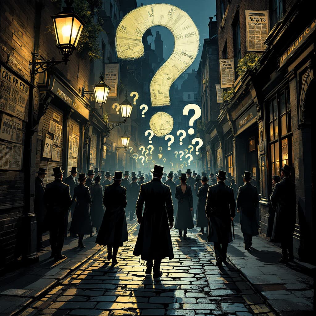AI generated: create a comic-style depiction of Victorian-era suspense, blending bold illustrative techniques with...
