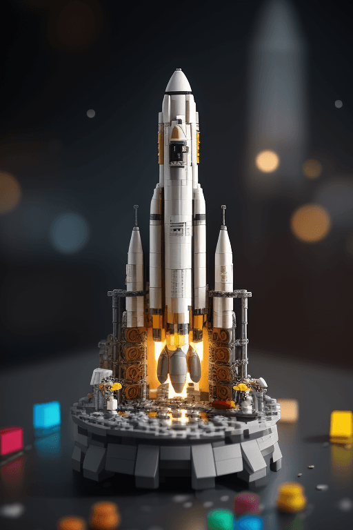 AI generated:  [hdr, film ], lifelike textures,
abstract expressionist painting of (Lego model, future rocket stat...