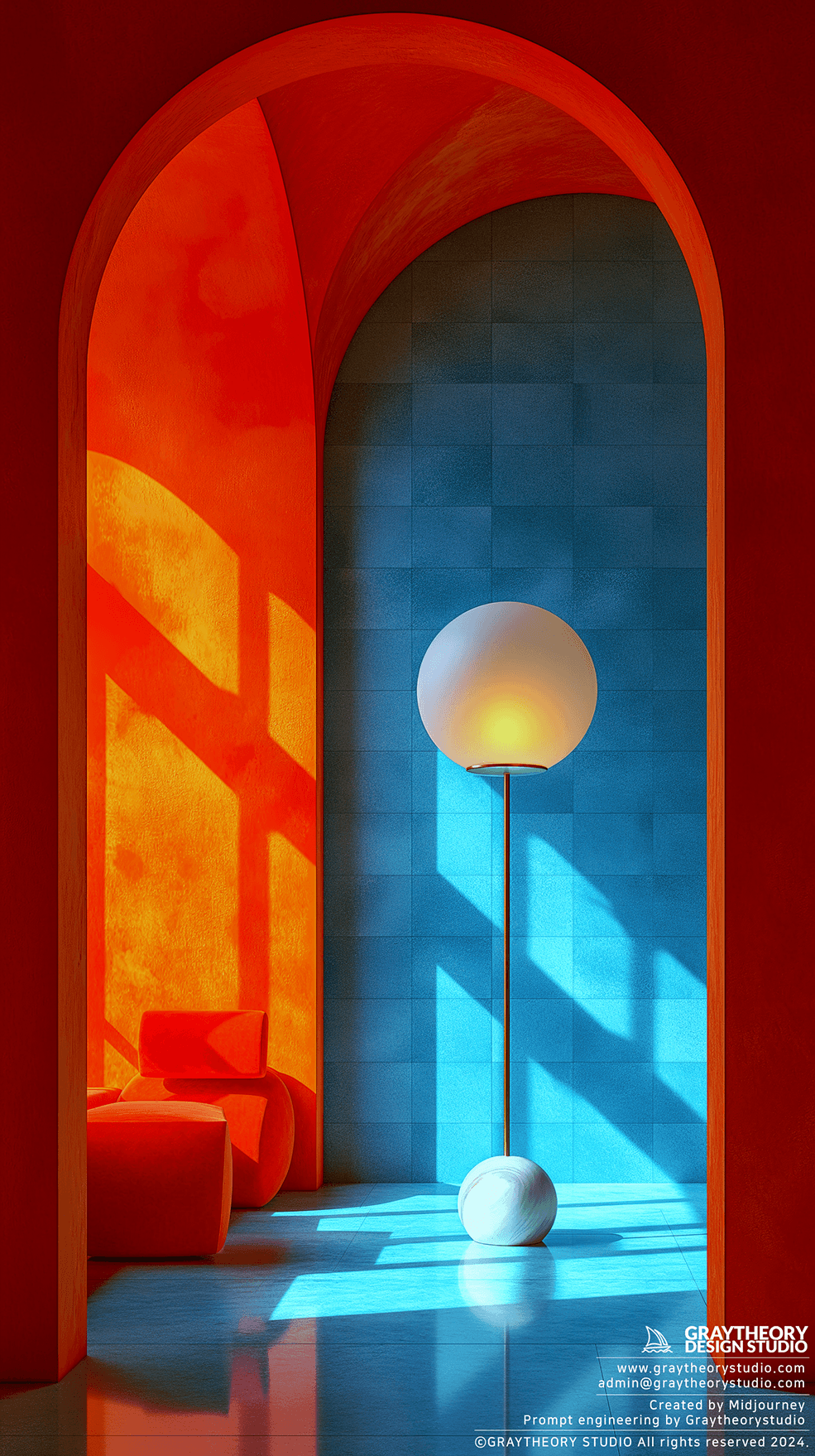 AI generated: image of the iconic Floor Lamp by Flos, Nikon Z7 II, the lamp's sleek curvature with pronounced shad...
