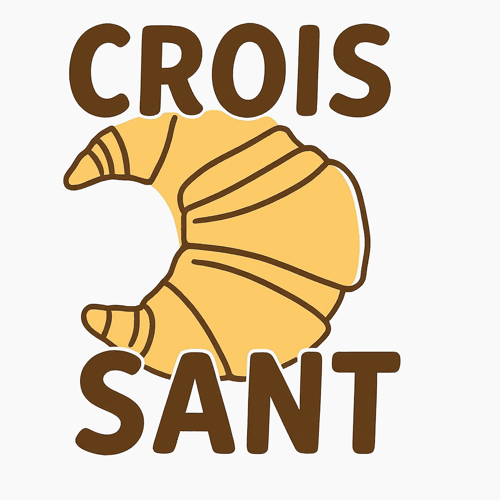 AI generated: A playful and modern digital illustration of a croissant with a fun typographic twist. The image fea...