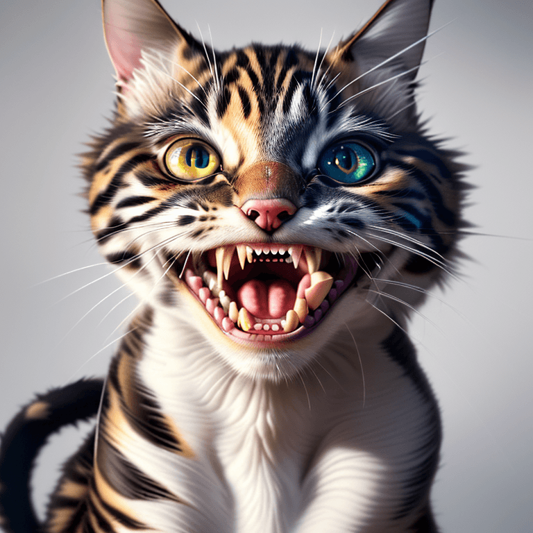 AI generated: (hyperrealism : 1. 4), (award winning: 1. 4) (masterpiece photo: 1. 4) BREAK 
a beatiful cat open mo...