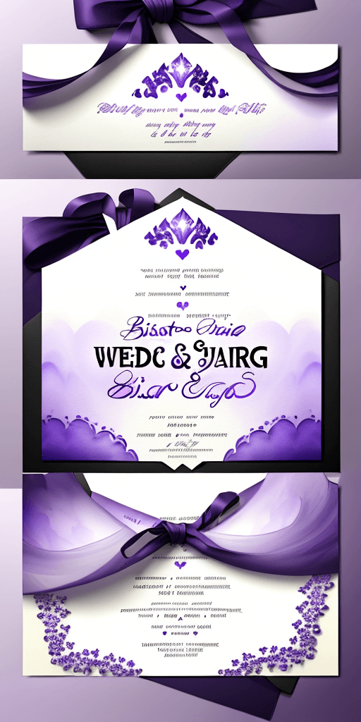 AI generated: wedding invite acceptance , for Bissan and Omar, purple and white water color ,clear font ,backgroun...