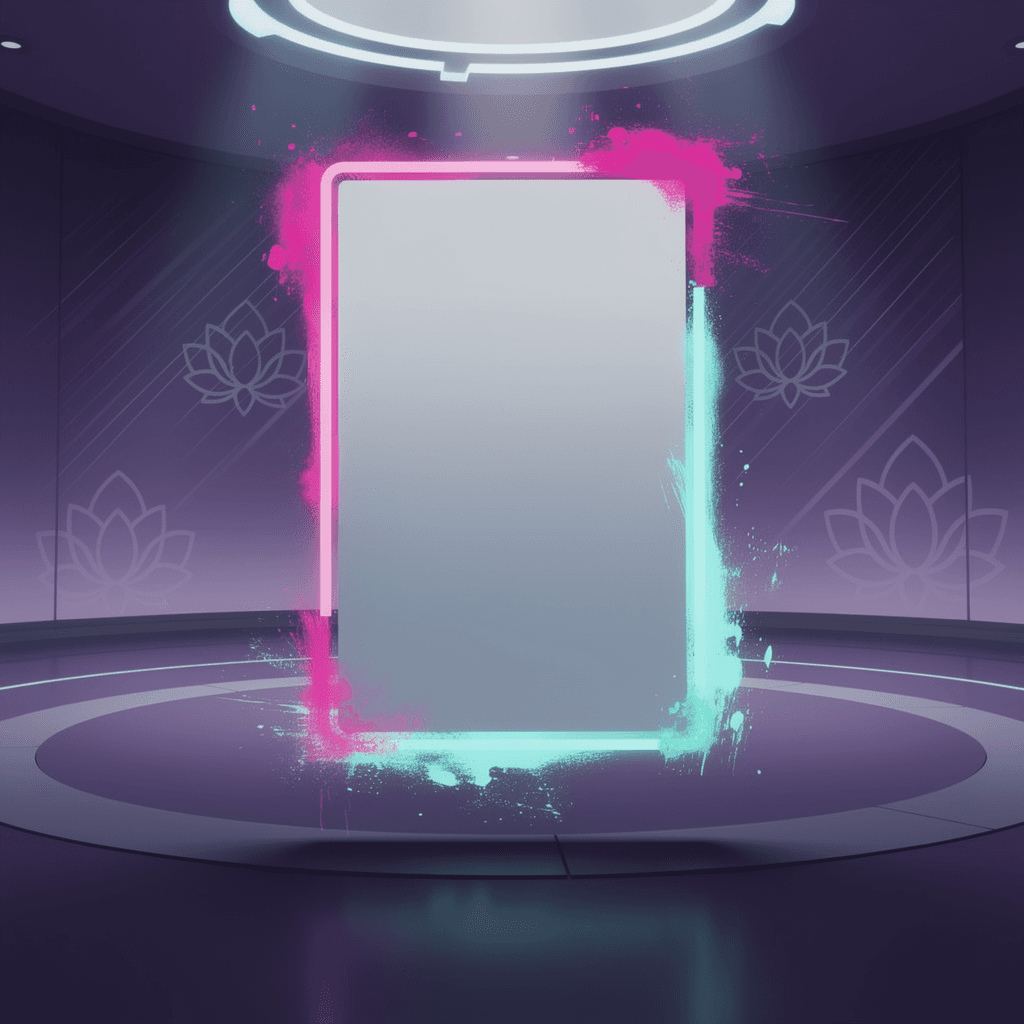 AI generated: creative studio space in futuristic setting, dark purple ambient with bright 
creative energy, centr...