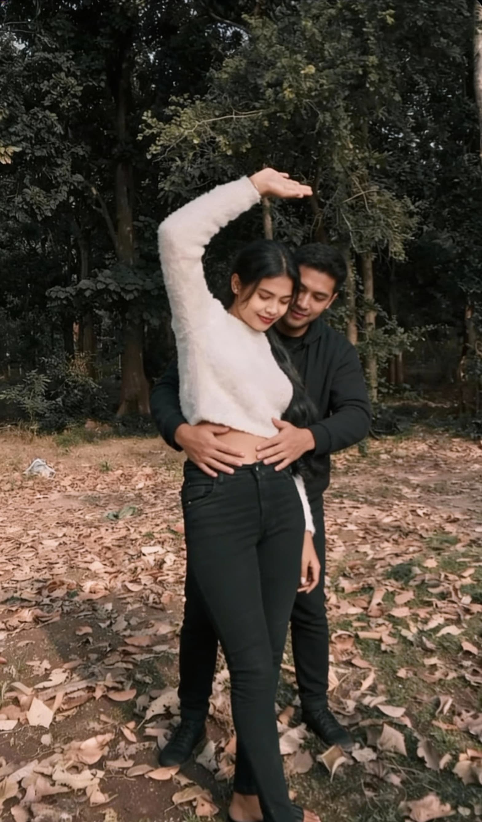 AI generated: The man pushing her head on belly
