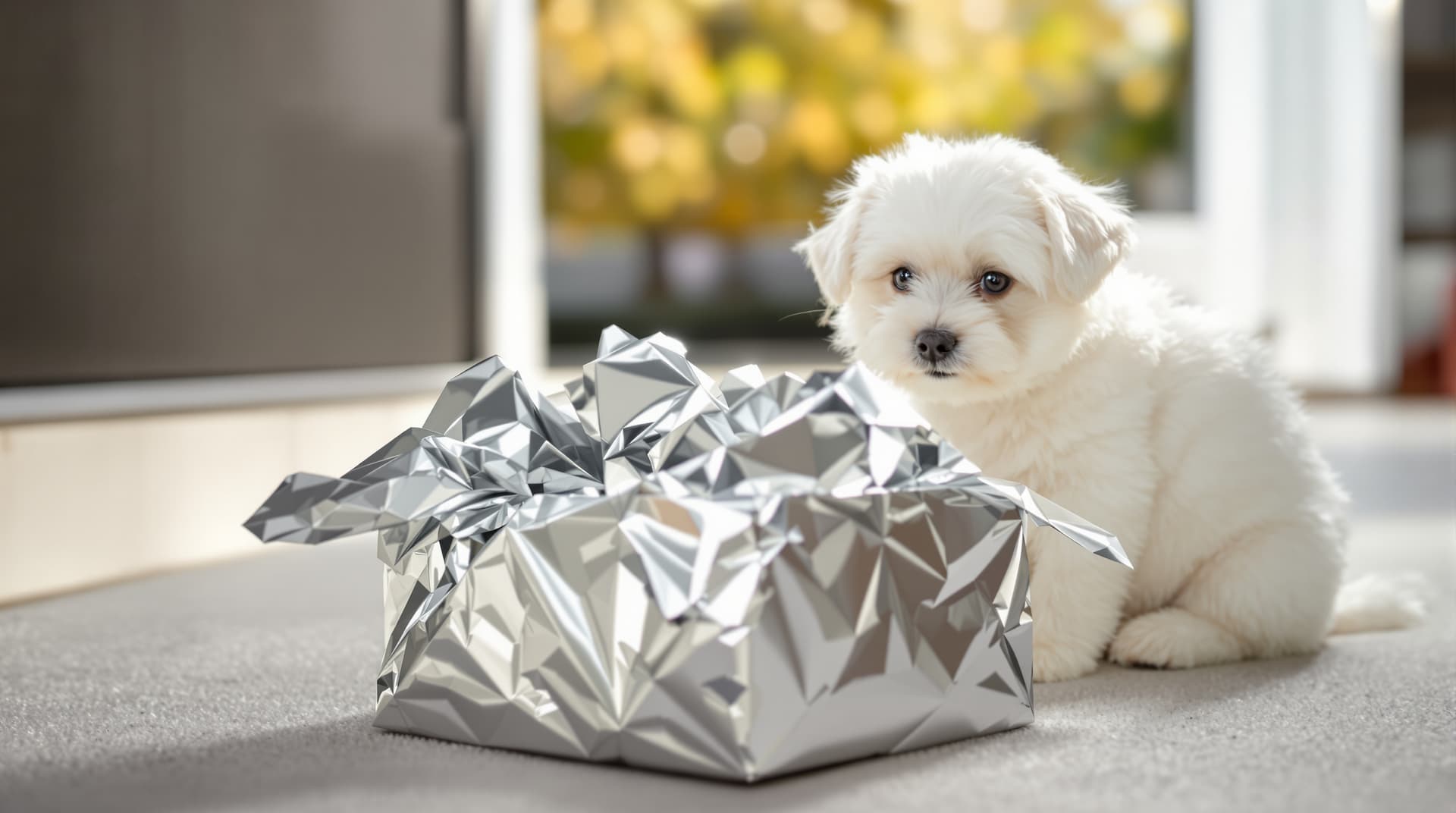 AI generated: A small box wrapped in silver paper waits on the doorstep. Inside, something was whining. When the A...