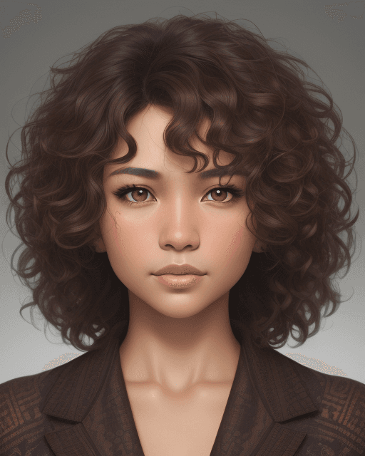 AI generated: a psychologist with volume  very curl hair with lots of layers short brunette hair, brown eyes, khoi...