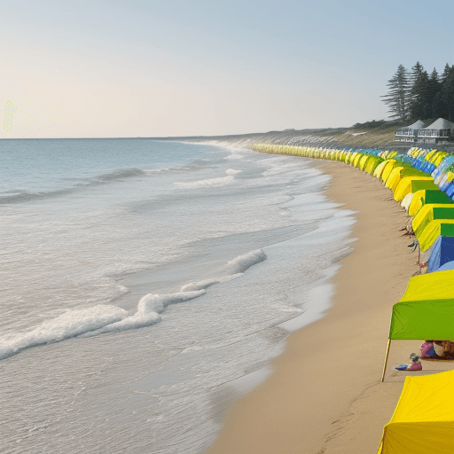 AI generated: children's camp on the seashore 
