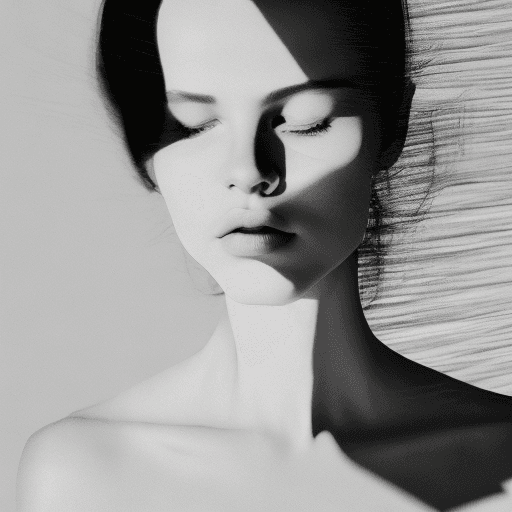 AI generated: high-resolution photograph, woman, stunning use of shadows, in the syle of crisp lines and forms,  U...