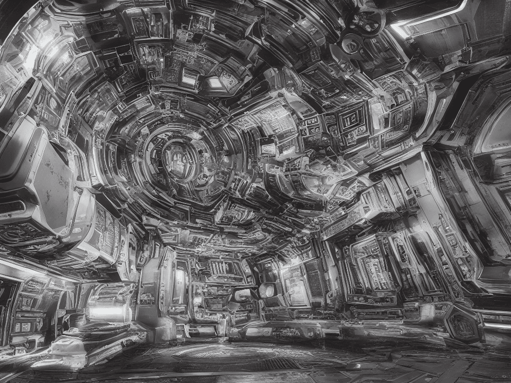 AI generated: A 35mm photography of a highly detailed interior of a starship, full size, sativa, day time, macro, ...
