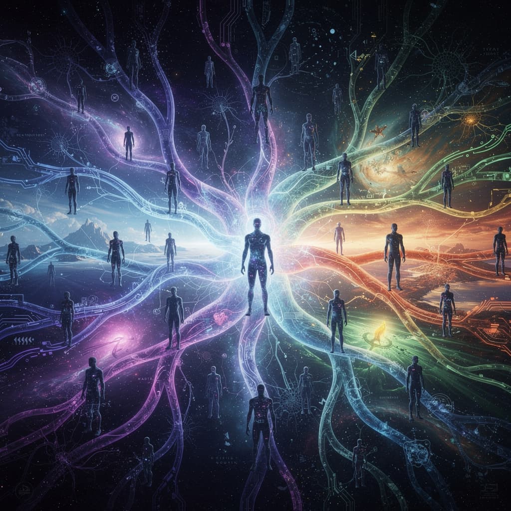AI generated: Quantum immortality. AI view. Deep color. High definition