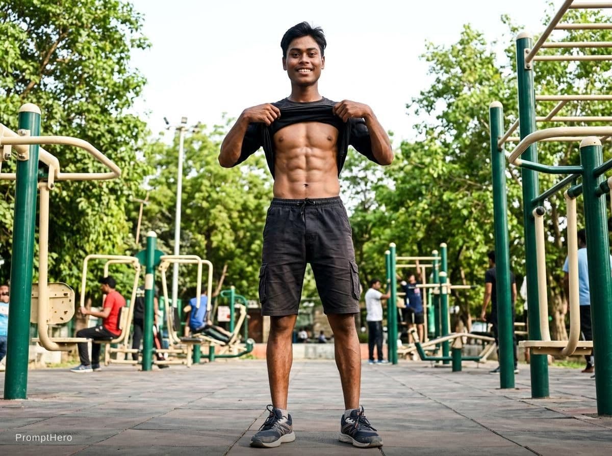 AI generated: head to toe, full body shot, abs, fit, handsome, show off --c 25 --v 6.1