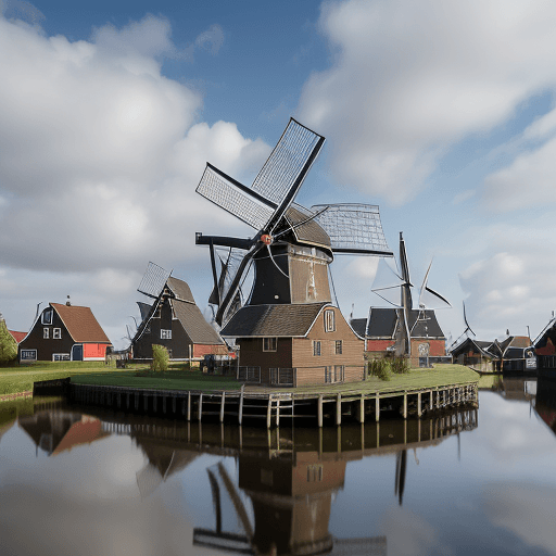 AI generated: Zaanse Schans Windmühlen  ultrascharfe Aufnahme 