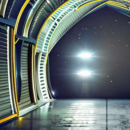 AI generated: Astronaut walking out of a Stargate at night; Modern cinematic, 2020s, Low angle, Sci Fi, Digital te...