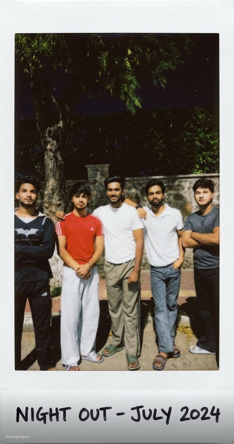 AI generated: Boys group 
 high-quality photo portrait, shot on a Polaroid camera, double eyelid --ar 34:65 --styl...