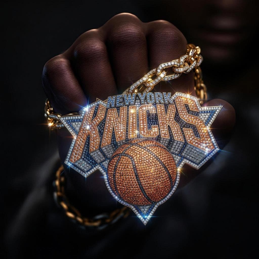 AI generated: african american man hand is holding a diamond cuban link chain wrapped around his fist and it has a...