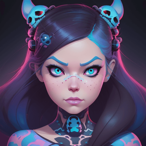 AI generated: a close up of a cartoon character with a bunch of skulls, lois van baarle and rossdraws, beeple and ...