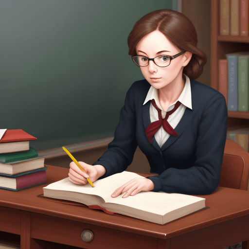 AI generated: desktop of literature teacher  without the teacher