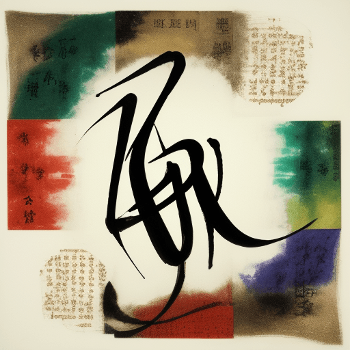 AI generated: An experimental calligraphy on the theme of ikigai, completely free letters, expressionist understan...