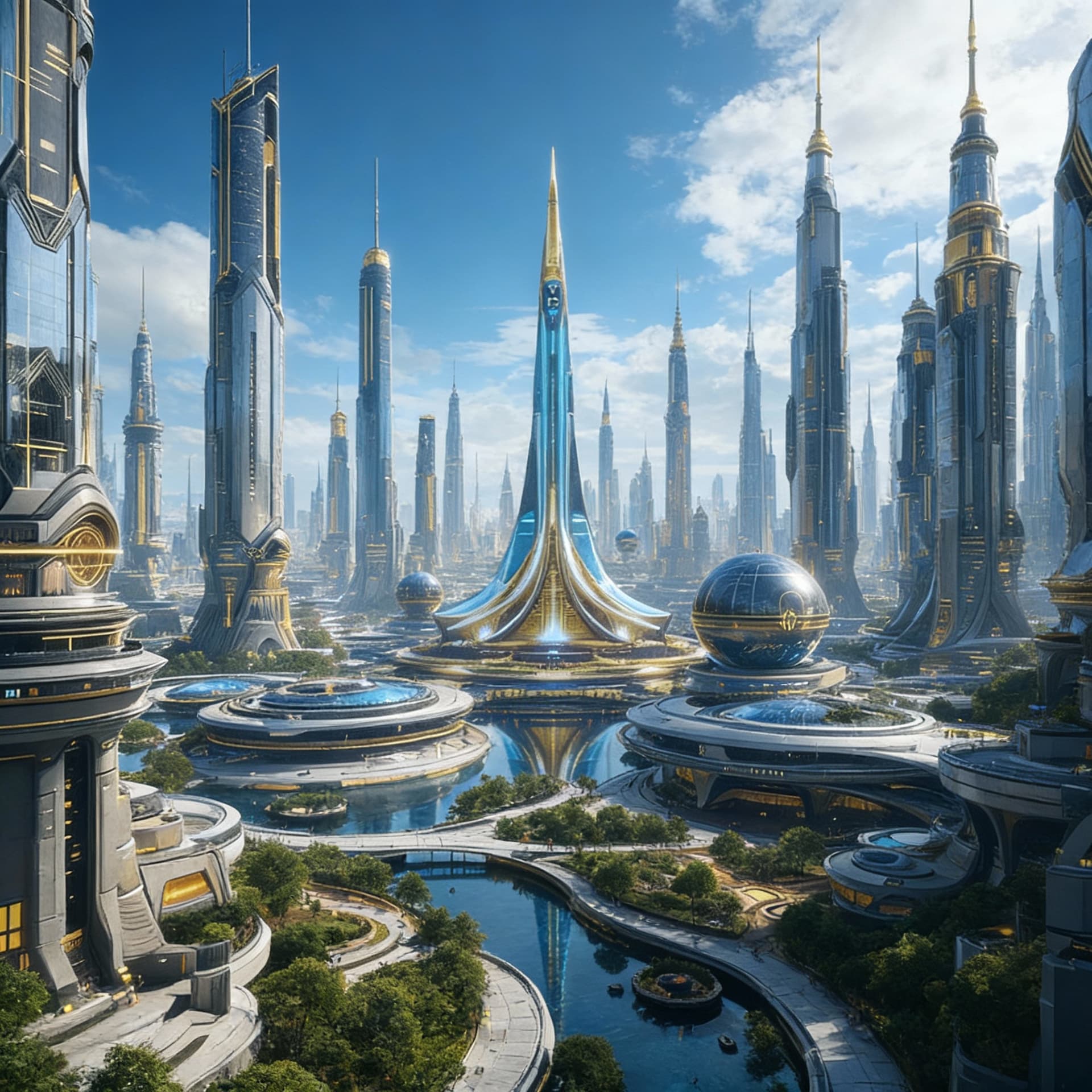 AI generated: Create an Advanced human Futuristic Mega City of government and control. A Massive scaled city with ...