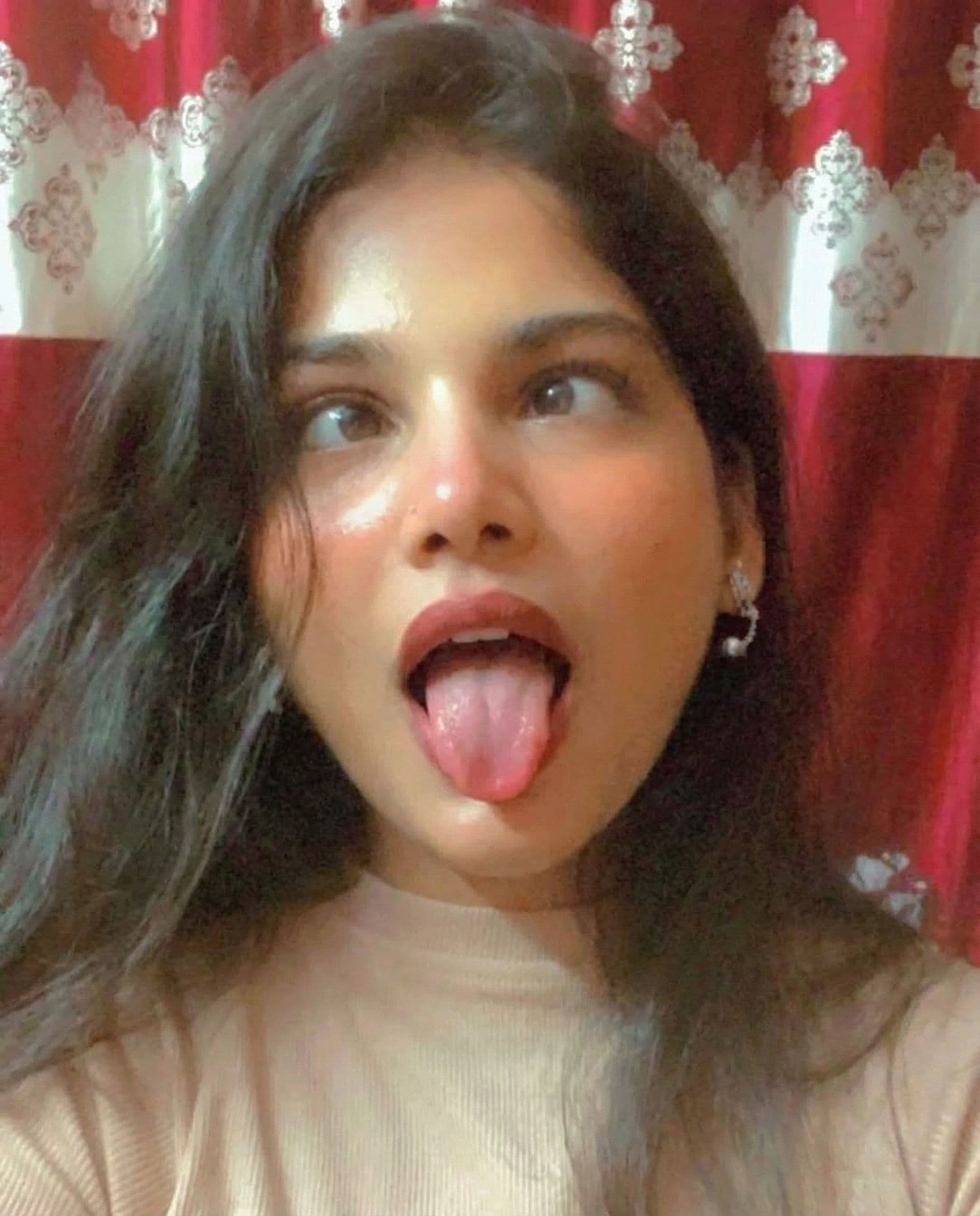 AI generated: Stick my tongue out with my mouth wide open so I’m making the ahegao face with my eyes crossed looki...
