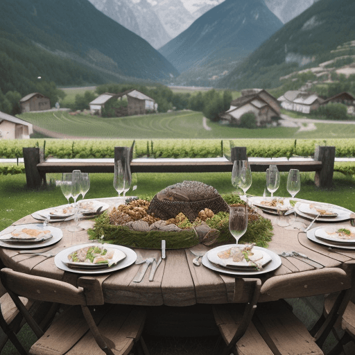 AI generated: Title: The Wild Boar Feast

Location: Fully, Valais, outdoors amidst the vineyards.

Prompt:

In the...