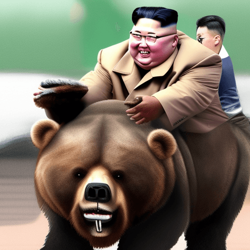 AI generated: "kim jong un" rides on a bear like putin