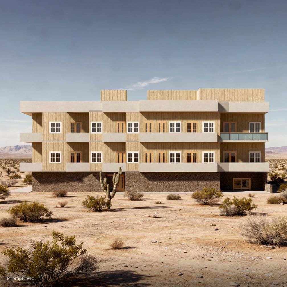 AI generated: 
minimalist modern villa in Mojave desert, archdaily front page, award-winning design, ultra realis...