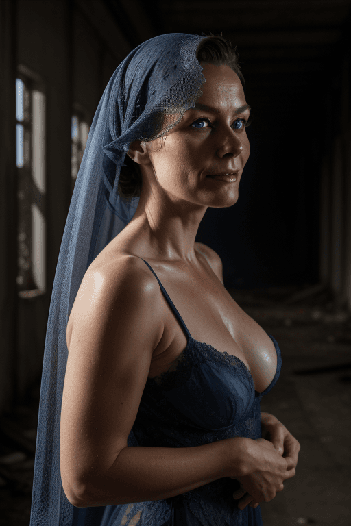 AI generated: midnight, low light, backlight, rim lighting, dramatic light, foggy night, sexy danish woman 36yo wi...