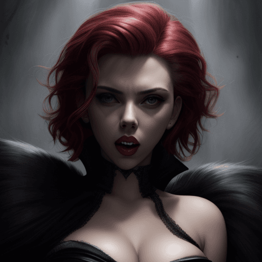 AI generated: scarlett johansson, as  vampire with fangs
