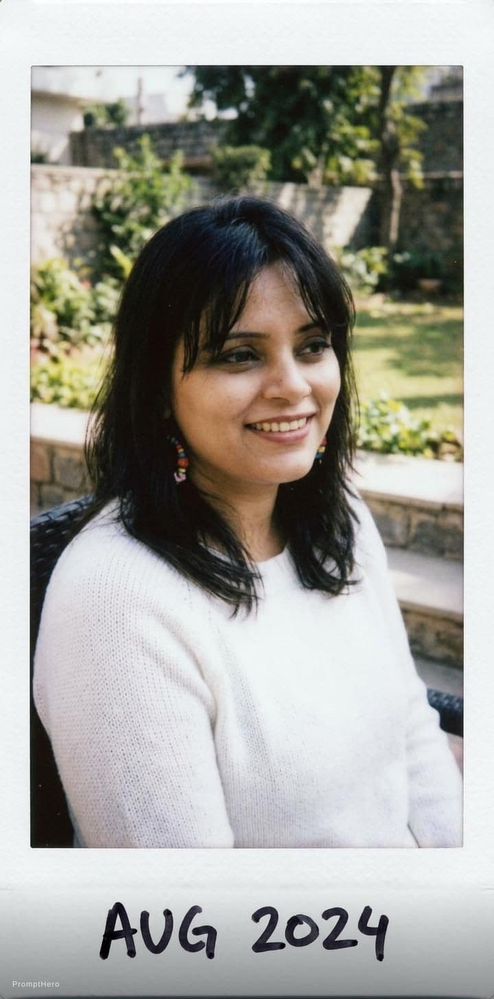 AI generated: Photograph of a woman with long hair, bangs, and a white sweater, medium-length hair, natural lighti...