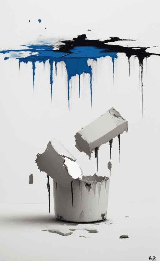 AI generated: painting, sad and broke persion, unhappy, white solid background --ar 2:3 