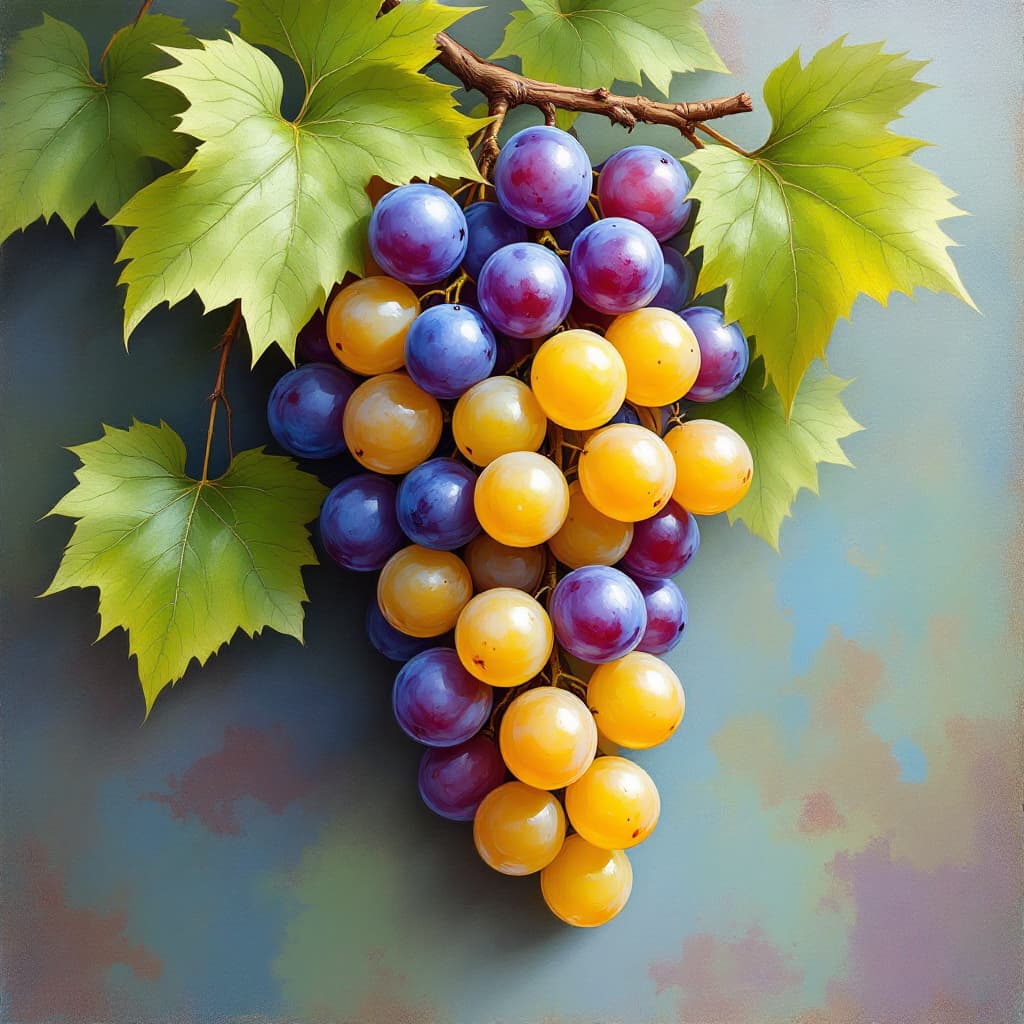 AI generated: crear varios racimos de uvas estilo impresionista