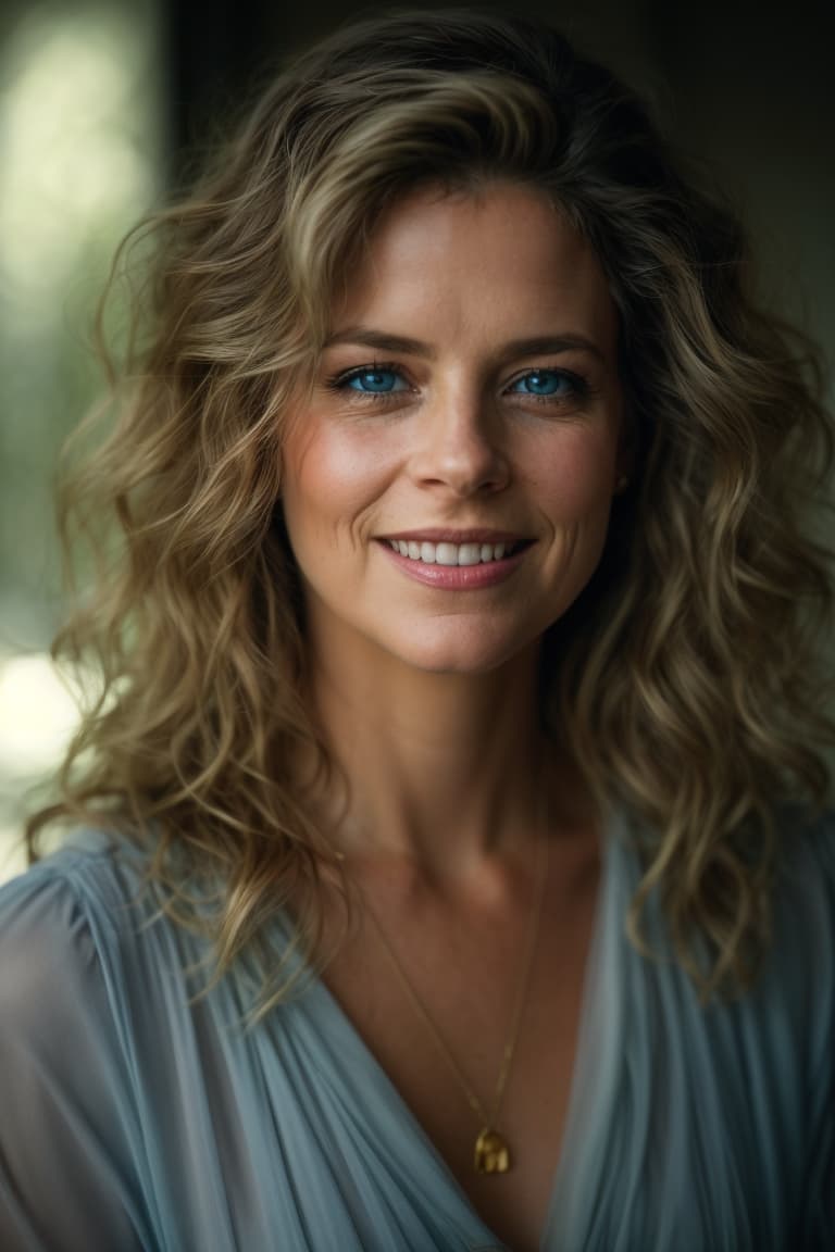 AI generated: a close up of a person with a smile on their face, a character portrait by Maria van Oosterwijk, fea...