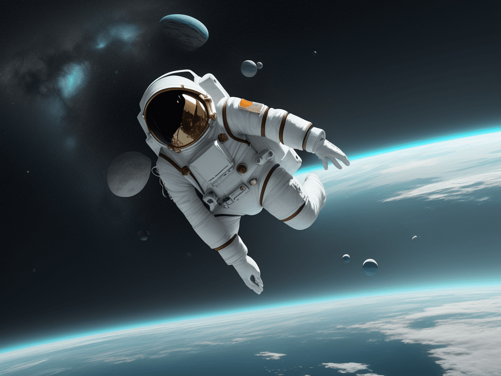 AI generated: Abstract illustration for Beautiful website landing page, space exploration company, floating astron...